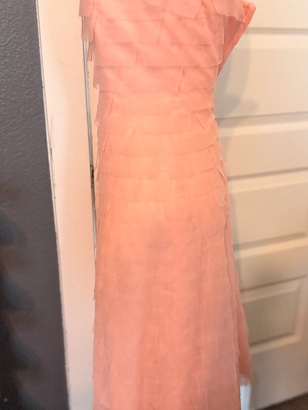 BCBG Max Azria Strapless Blush Pink Tiered Chiffon Dress | Size 0 - Picture 12 of 12